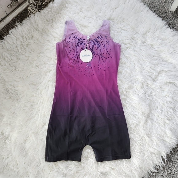 Arshiner Leotards for Girls Gymnastics with Shorts Color Gradient Shiny … - Picture 3 of 9